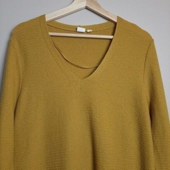 GAP Brooklyn V-neck Light Sweater Mustard Yellow Sz XL - Picture 3 of 8